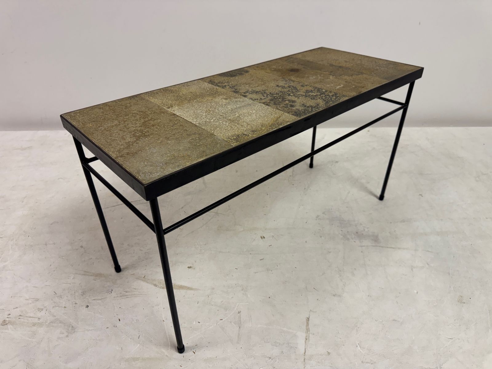 photo for sale 1960s French Stone Tile Topped Coffee Table