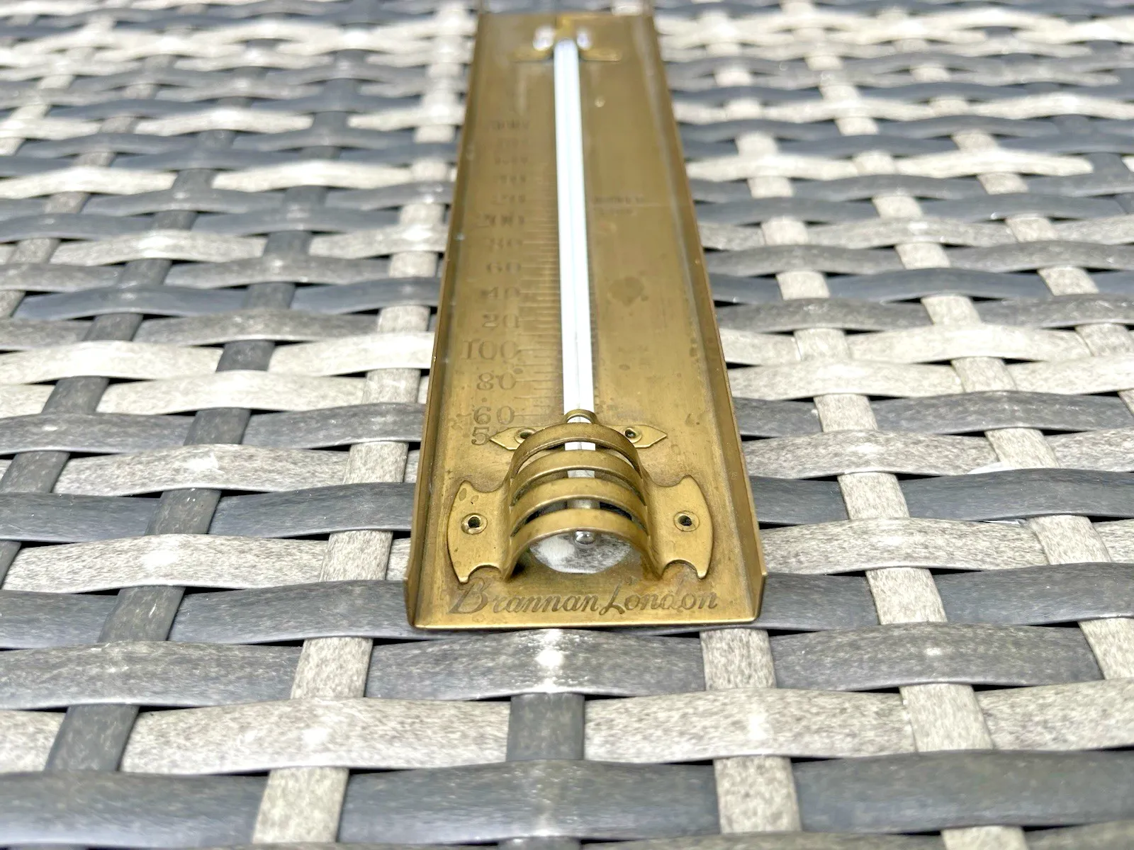 Antique 1920's Scientific Brannan London Brass Fahrenheit Industrial Thermometer photo furniture