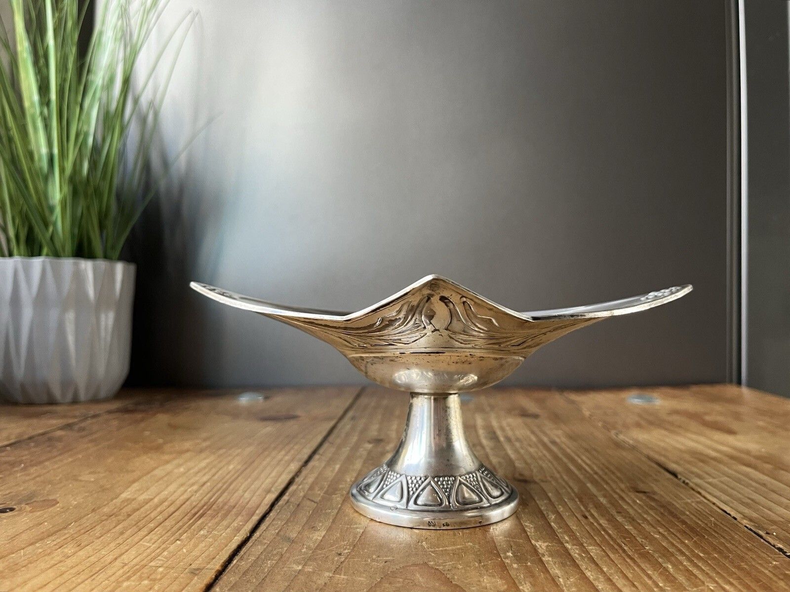 Antique Art Nouveau Wmf Jugendstil Pedestal Bowl Stand Silver Plated / Pewter photo for sale