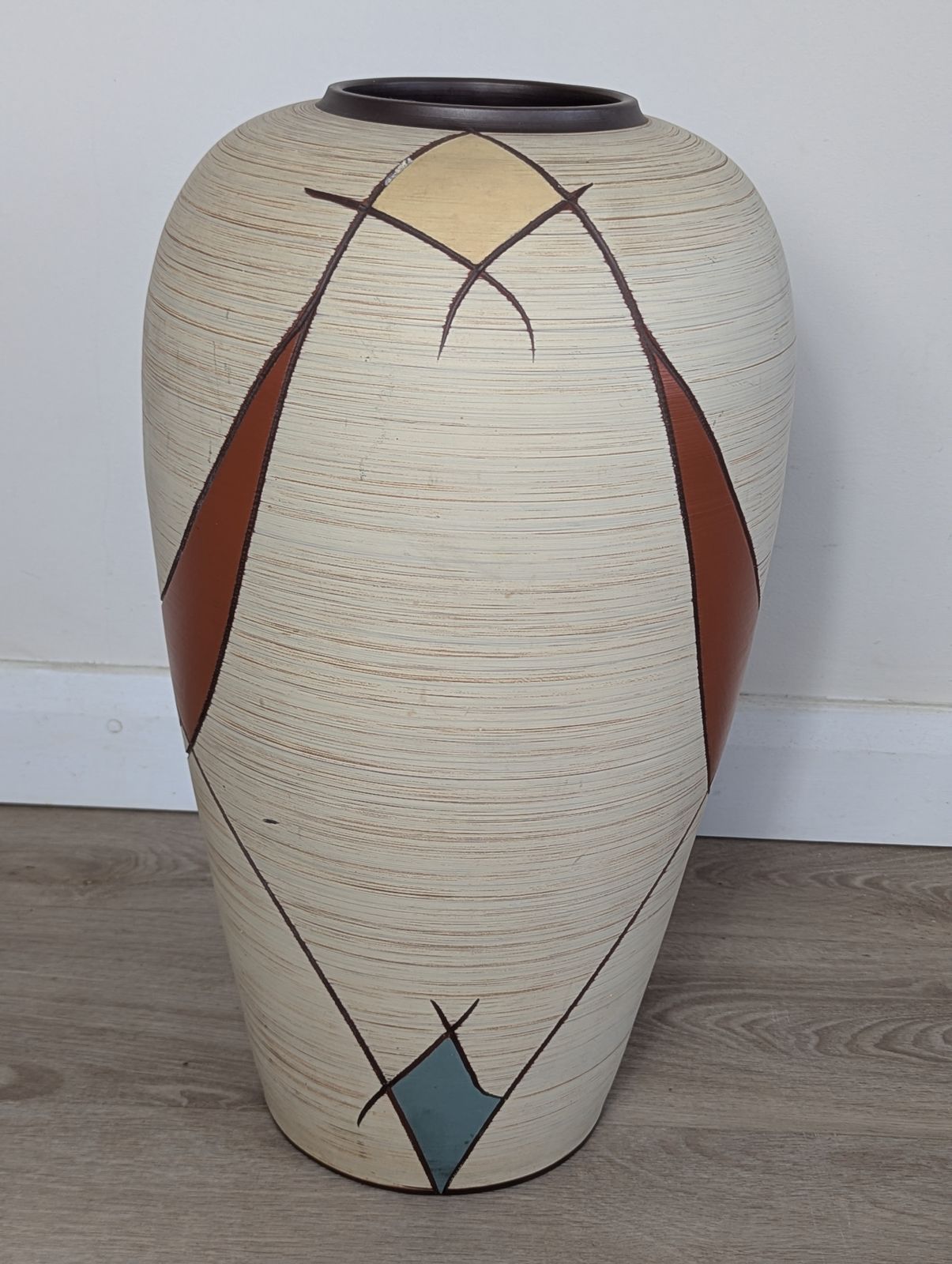 Tall German Floor Vase With Abstract 1950s Designby Franz Schwaderlapp, West Germany, C.1955–65 photo buy