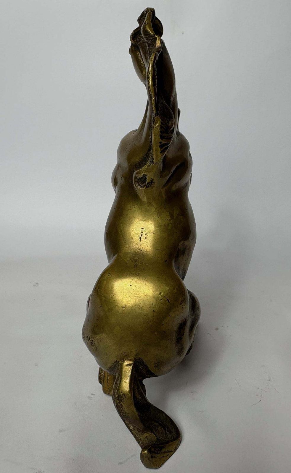 photo for sale Pair Of Antique Cast Brass Horse Figures (C. 1880–1920) – Heavy Equestrian Mantel Ornaments – 21cm