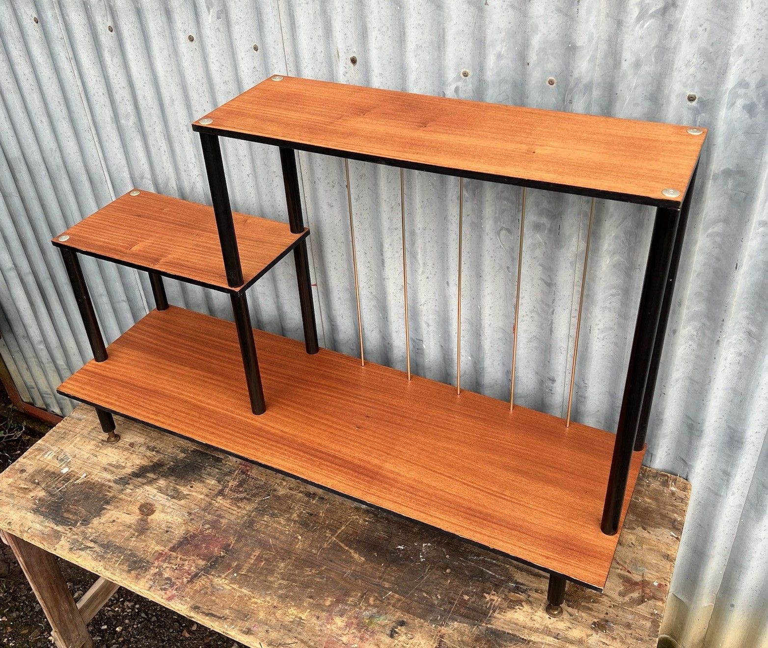 Vintage Teak Mid Century Free Standing Shelving Unit Book Case Display 60s 70s photo Furniture
