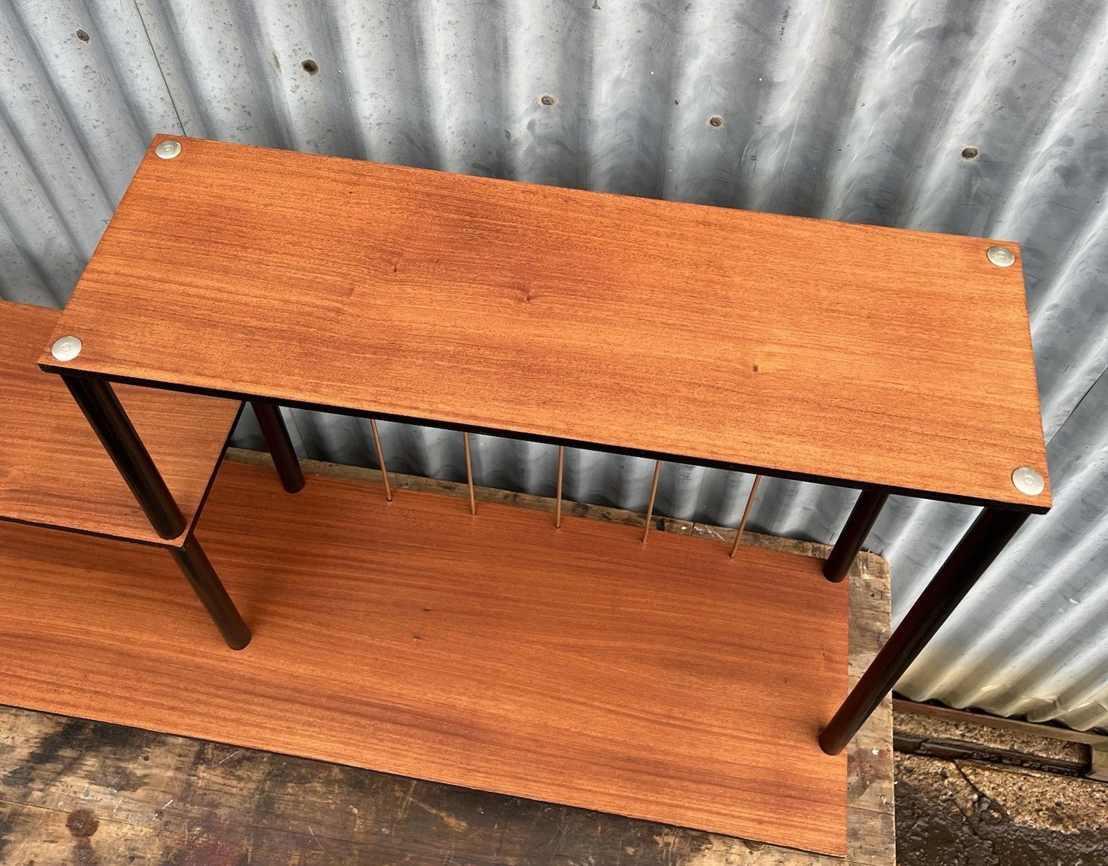 Vintage Teak Mid Century Free Standing Shelving Unit Book Case Display 60s 70s photo vintage