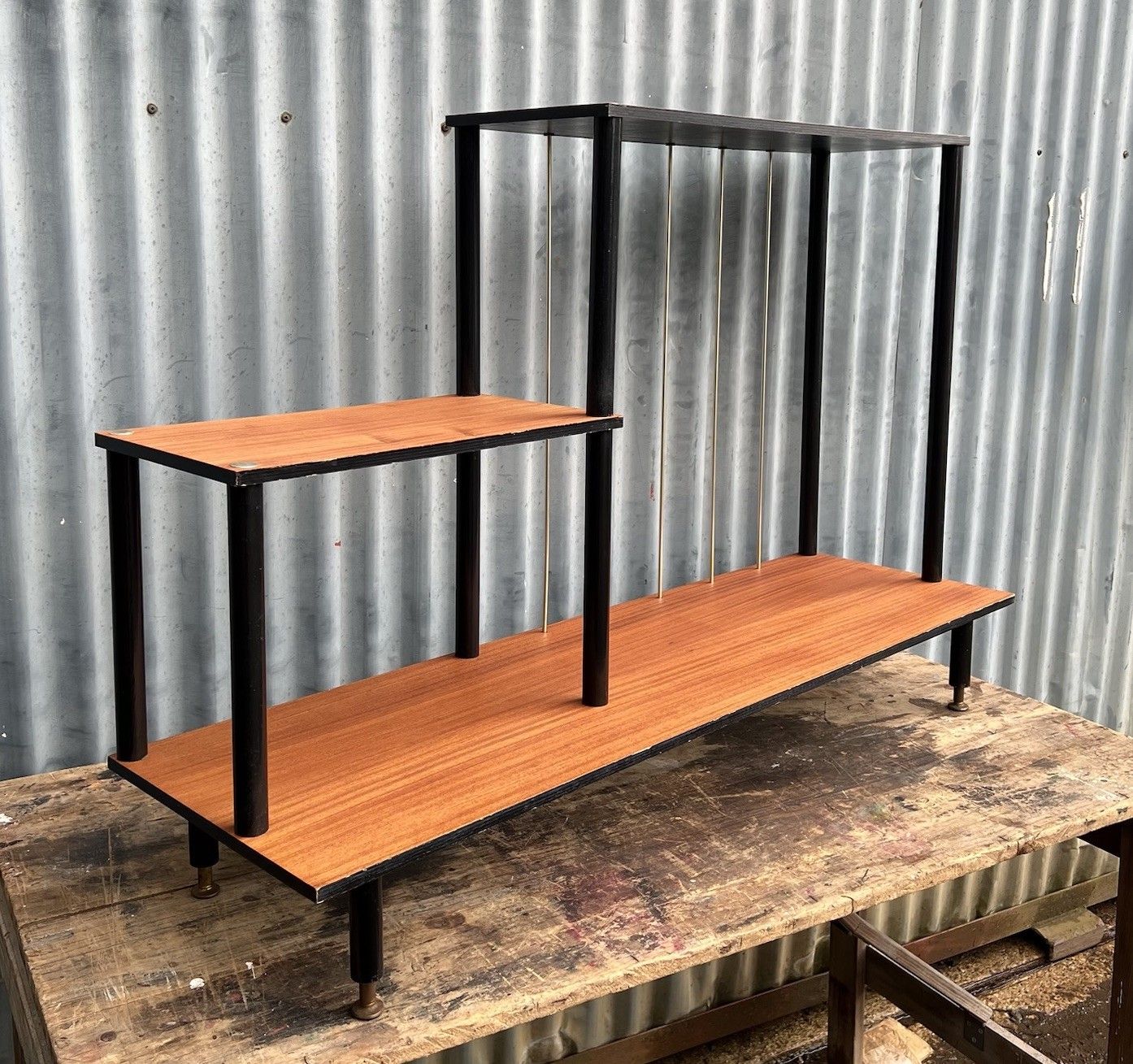 photo vinterior Vintage Teak Mid Century Free Standing Shelving Unit Book Case Display 60s 70s