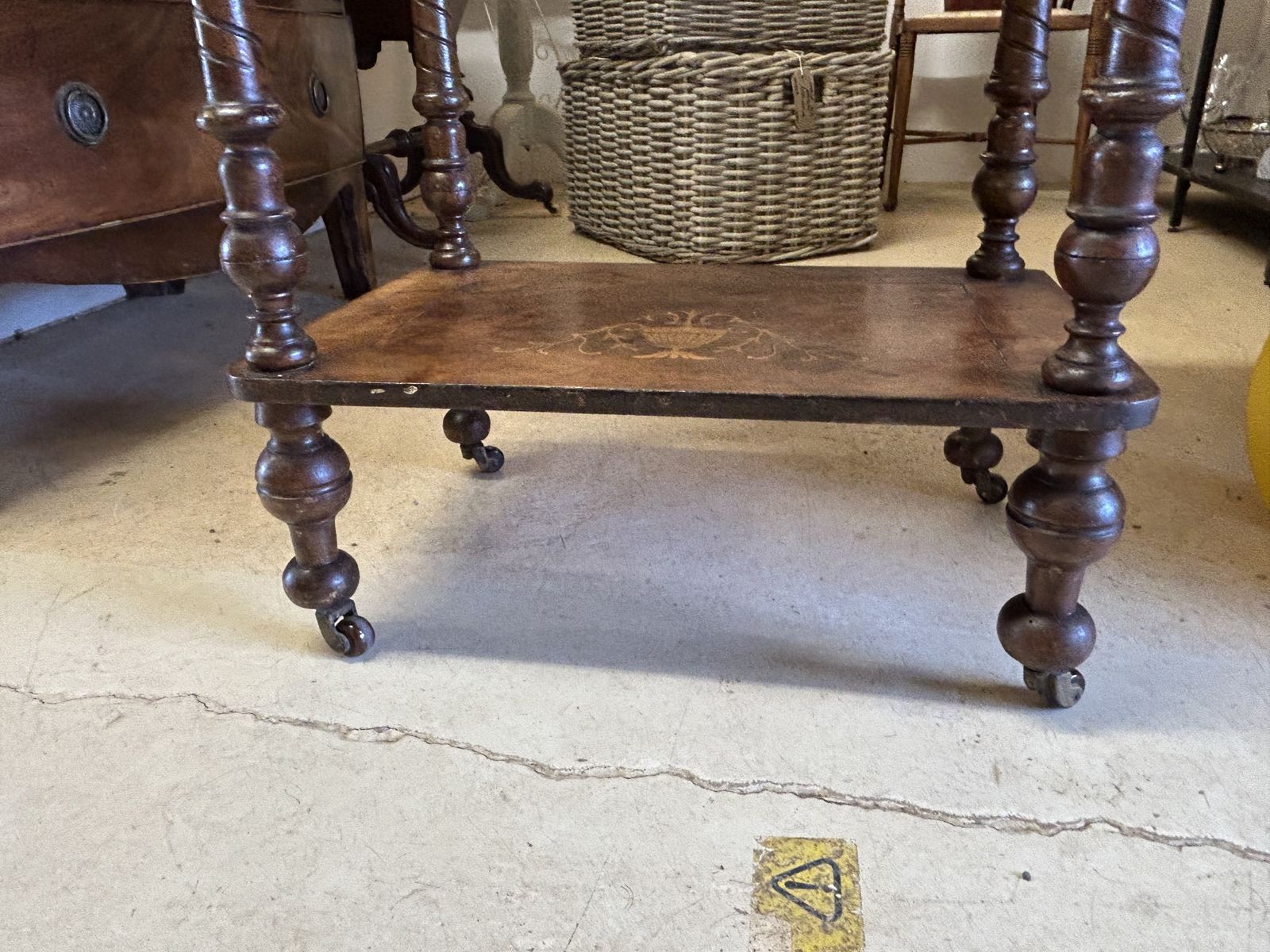 Antique Inlaid Mahogany What Not On Castors photo buy
