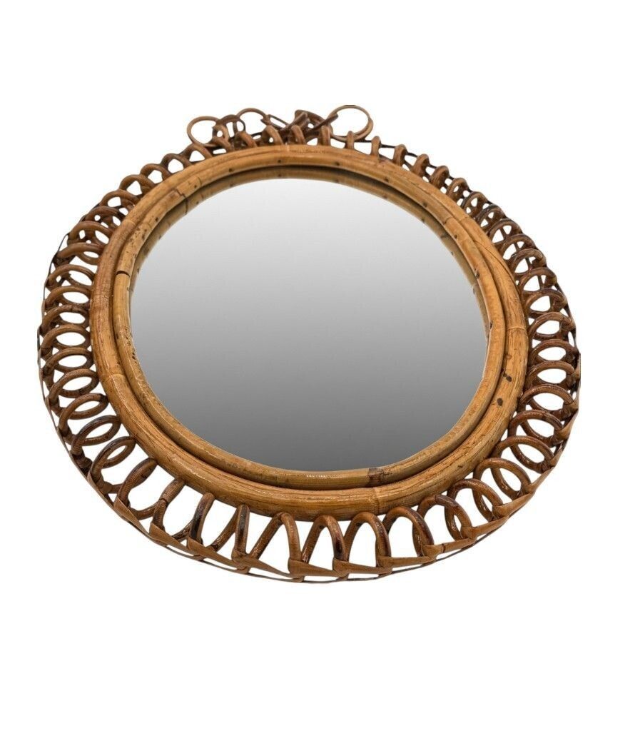 An Italian 1960's Bamboo Spiral Framed Mirror By Franco Albini For Bonacina photo Home Decor