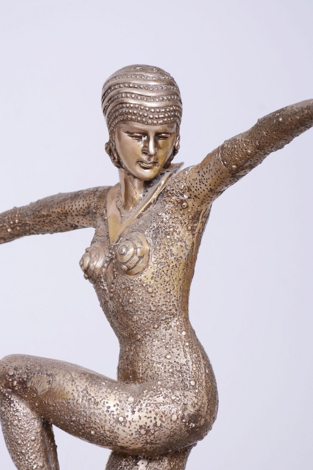 Original Art Deco Sclpture Of Dancer, By D. Chipăruș, Metal, France, 1930s photo 2050.0