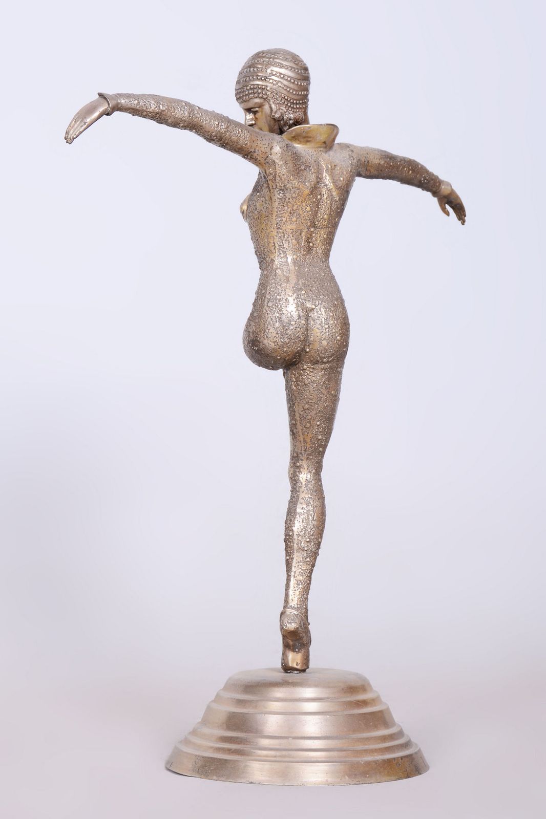Original Art Deco Sclpture Of Dancer, By D. Chipăruș, Metal, France, 1930s photo buy