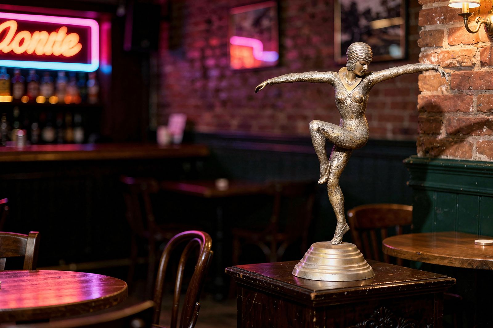 photo for sale Original Art Deco Sclpture Of Dancer, By D. Chipăruș, Metal, France, 1930s