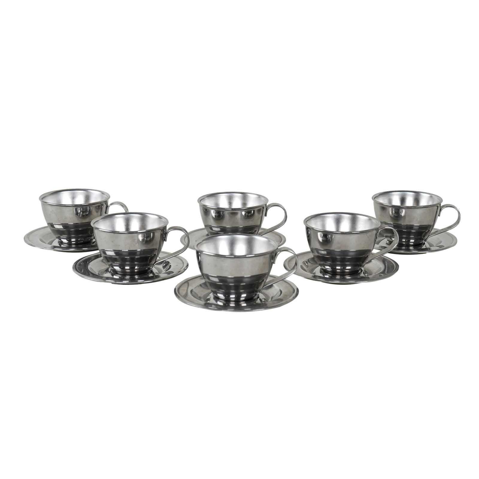 Set Roestvrijstalen Kopjes, Italiaans Design, Jaren 1980, Productie: Italië