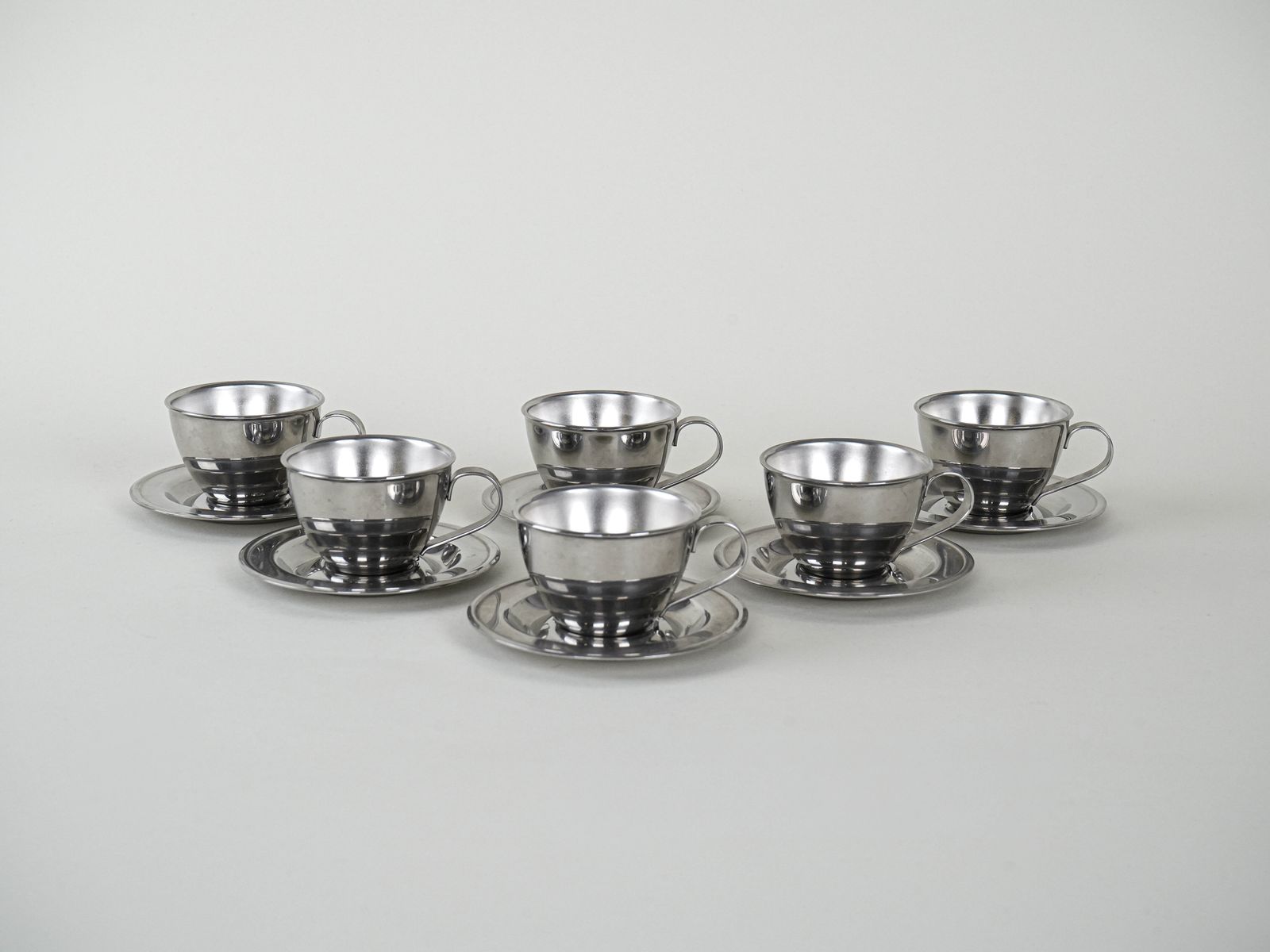 Set Roestvrijstalen Kopjes, Italiaans Design, Jaren 1980, Productie: Italië photo vintage