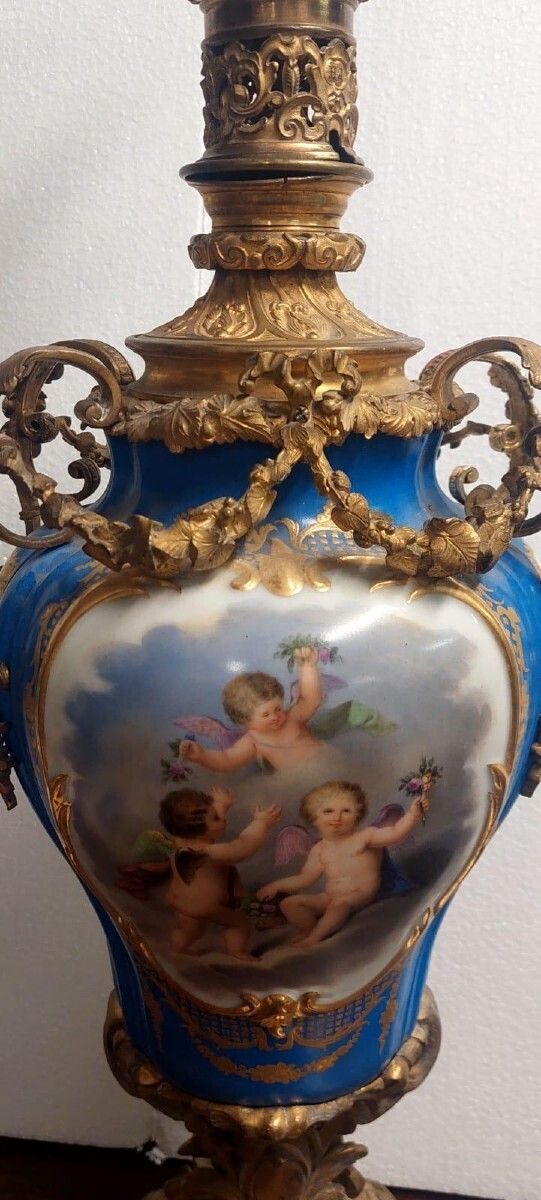 photo furniture Large Mercury Lamp In Sèvres Porcelain And Gilt Bronze   France, 19th Century