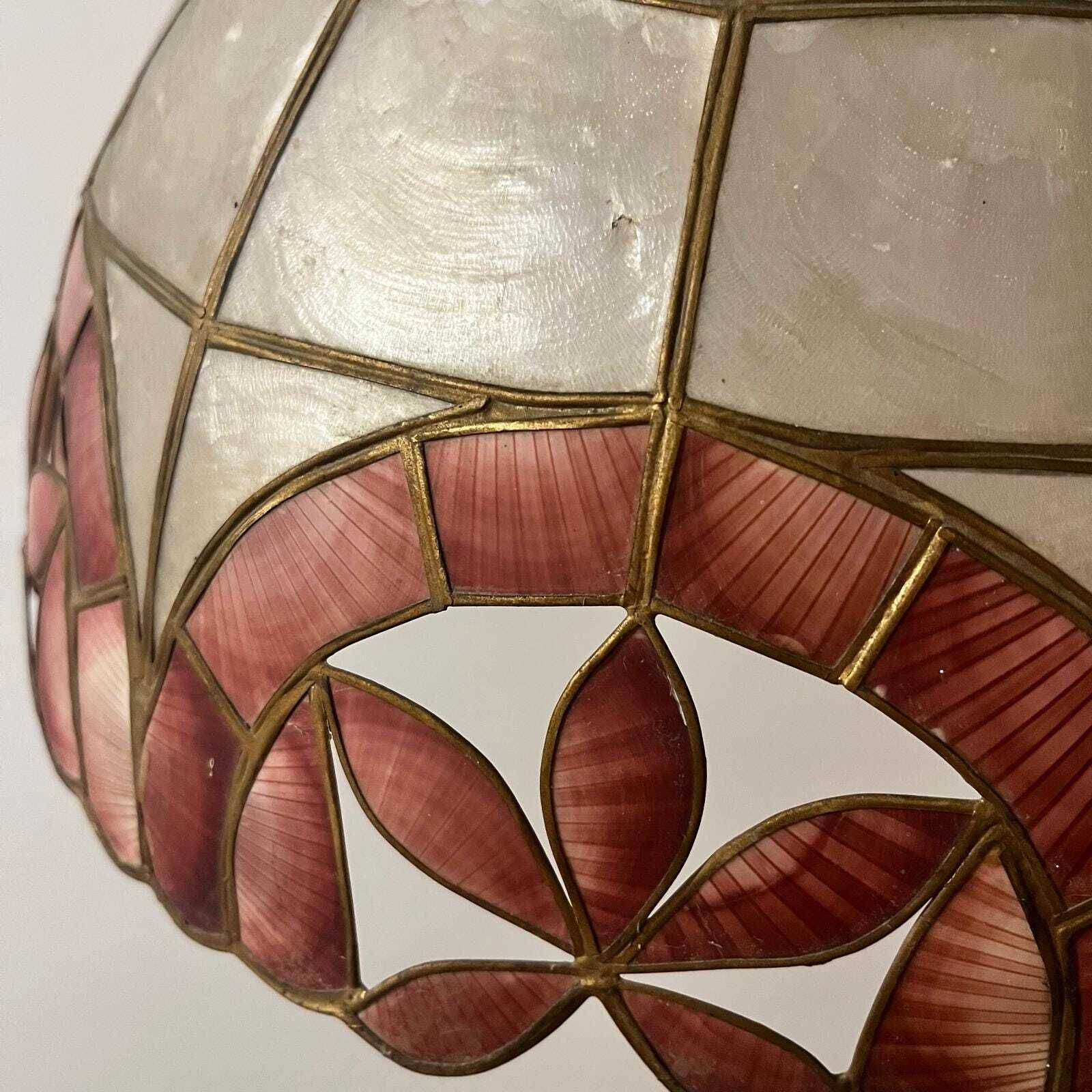 Vintage Capiz Lampshade With Detailing photo for sale