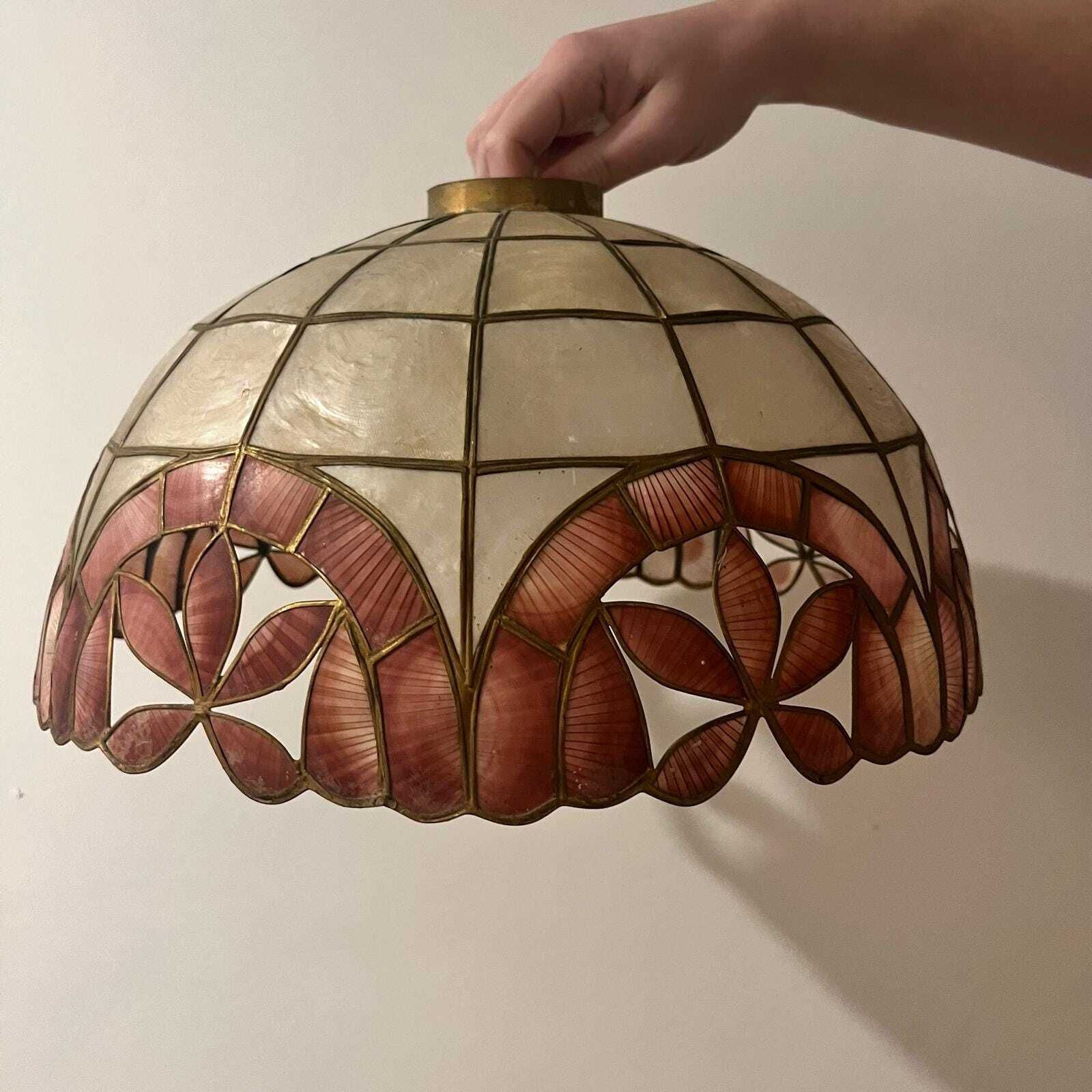Vintage Capiz Lampshade With Detailing photo 175.0