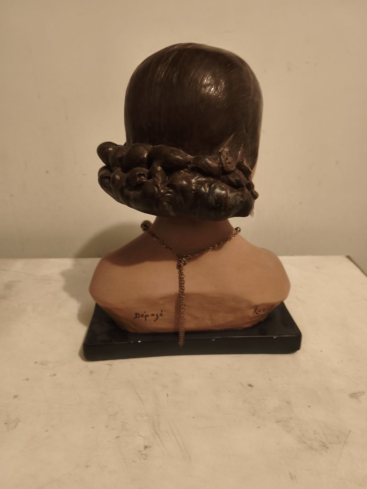 Plaster Bust Of A Woman, Signed Renet photo for sale