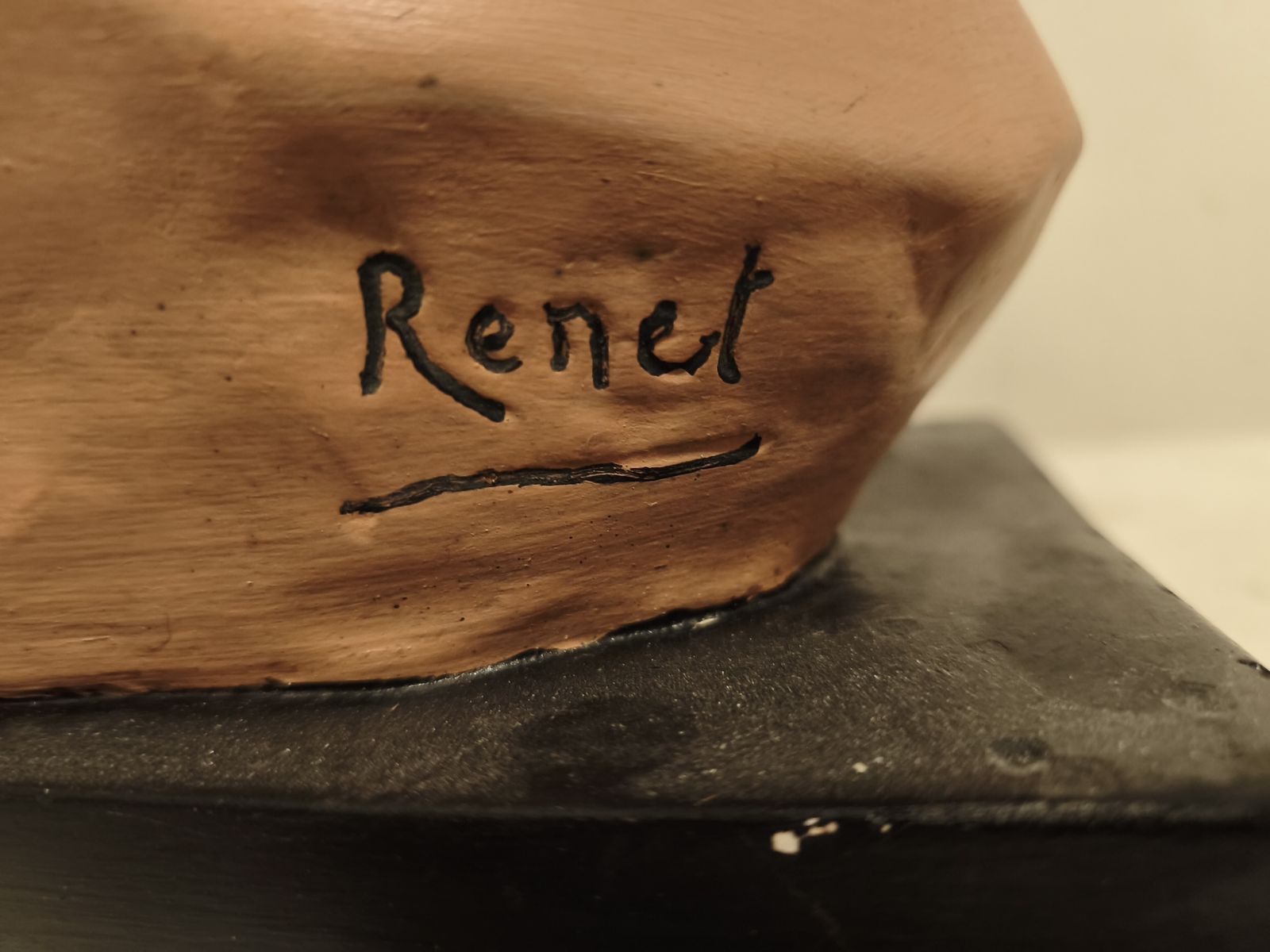 Plaster Bust Of A Woman, Signed Renet photo Art