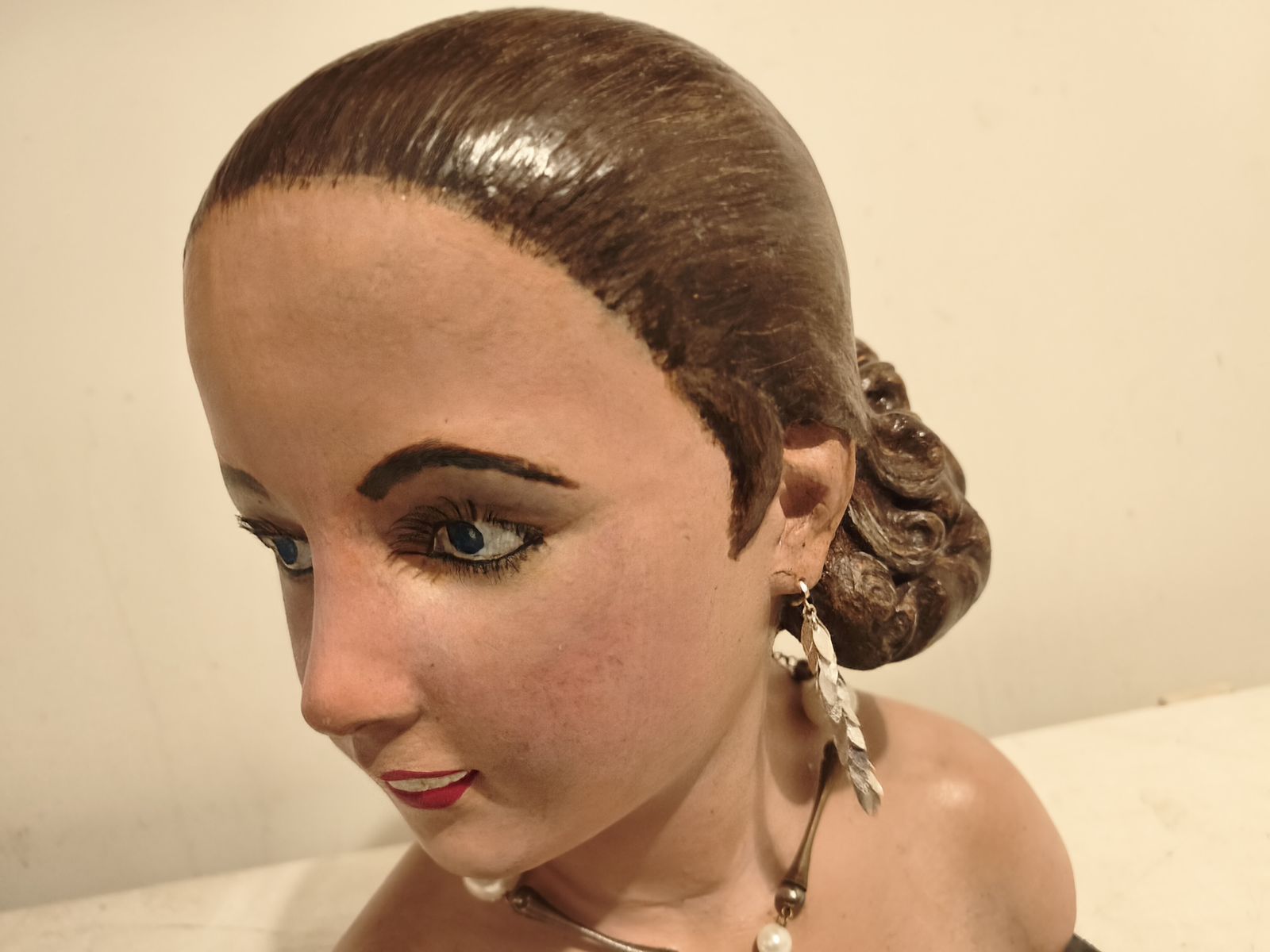 photo for sale Plaster Bust Of A Woman, Signed Renet