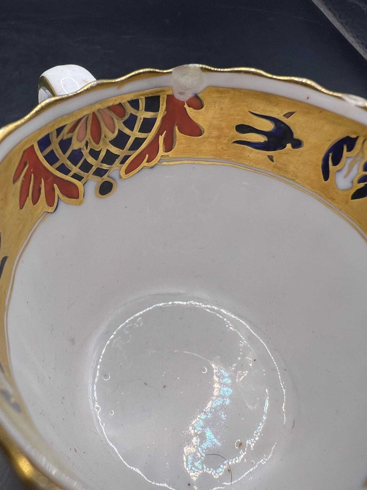 Antique Coffee Can  Tea Cup And Saucer Vibrant Imari Pattern With Gold Gilt Stamped Copeland 5.257. As Is photo 59.0