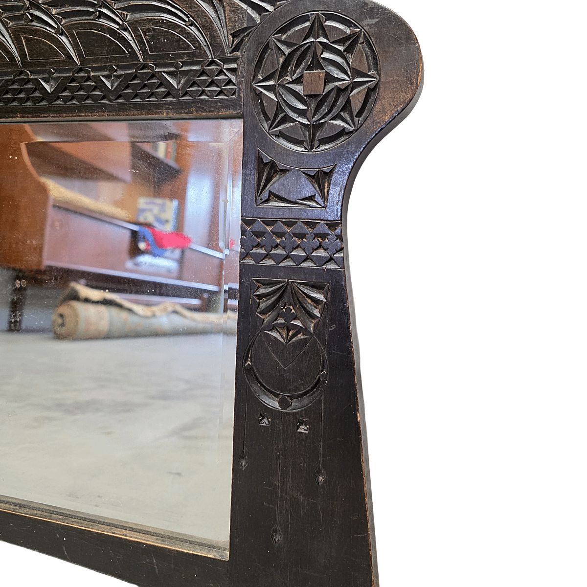 Art Nouveau Wooden Mirror, Early 1900s photo 135.0