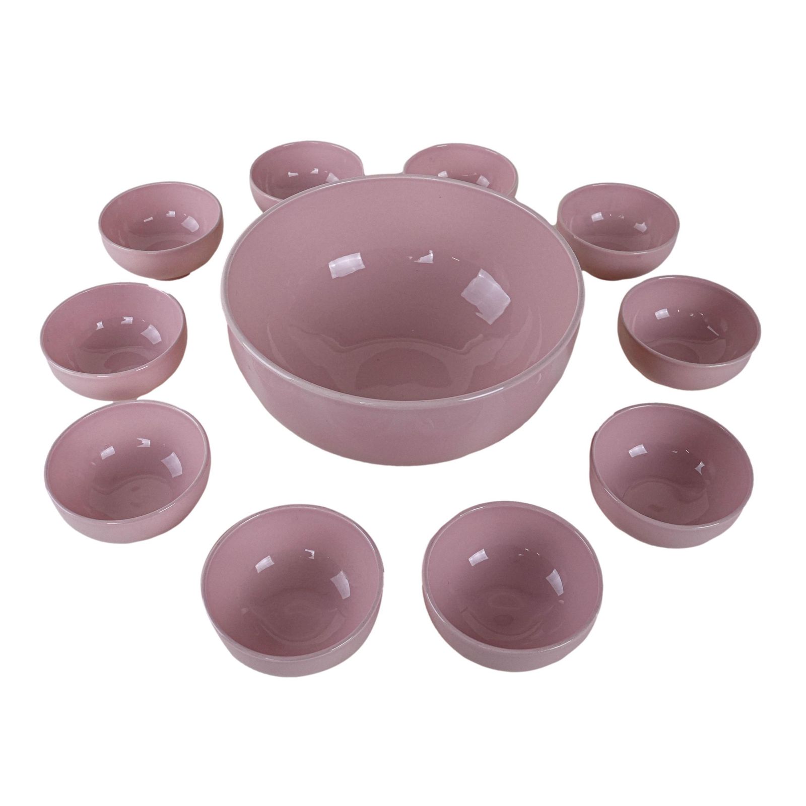 Set Roze Keramische Schalen, Frans Design, Jaren 1980, Gemaakt In Frankrijk