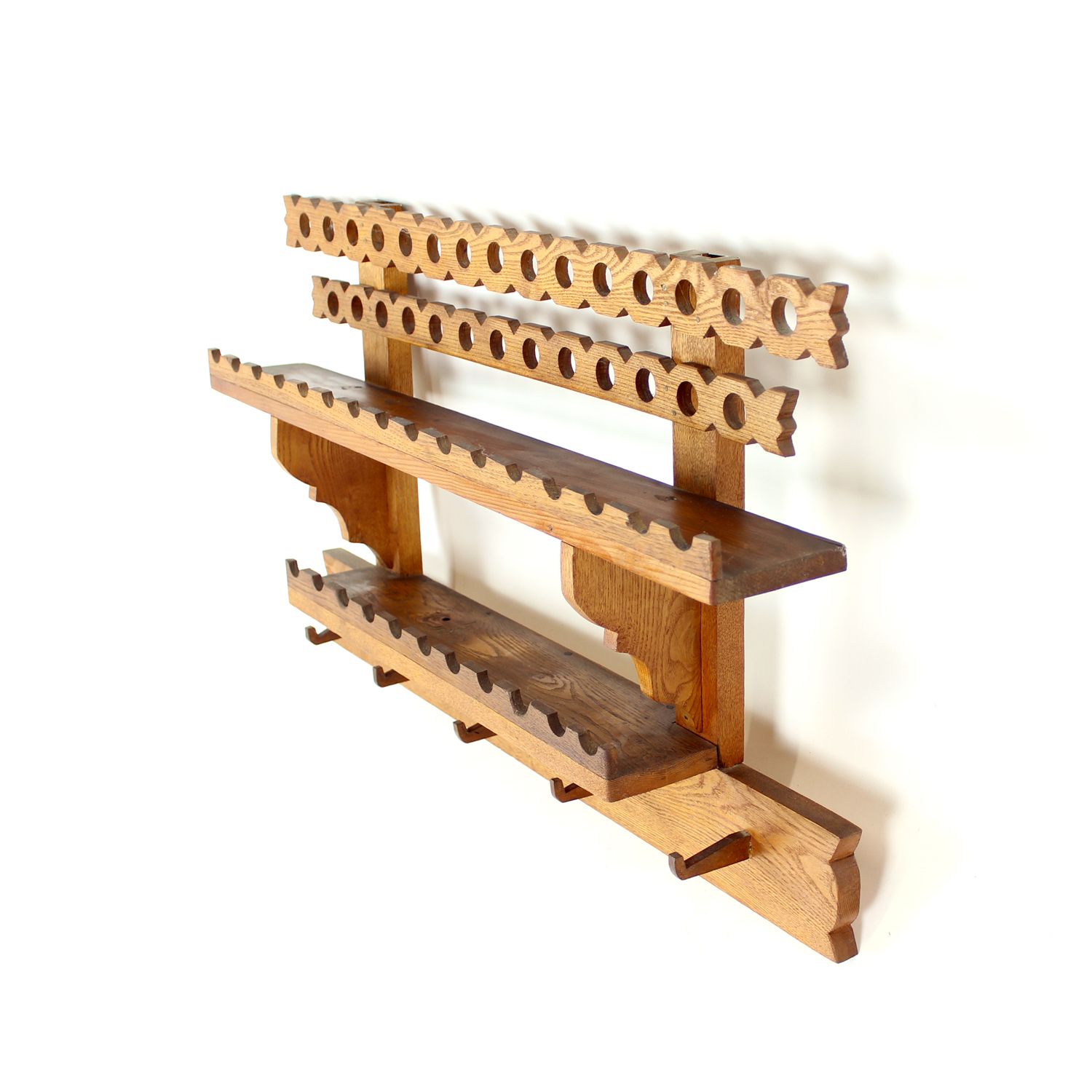 Mid Century Folk Art Wooden Wall Shelf, Czechoslovakia, 1950s photo buy
