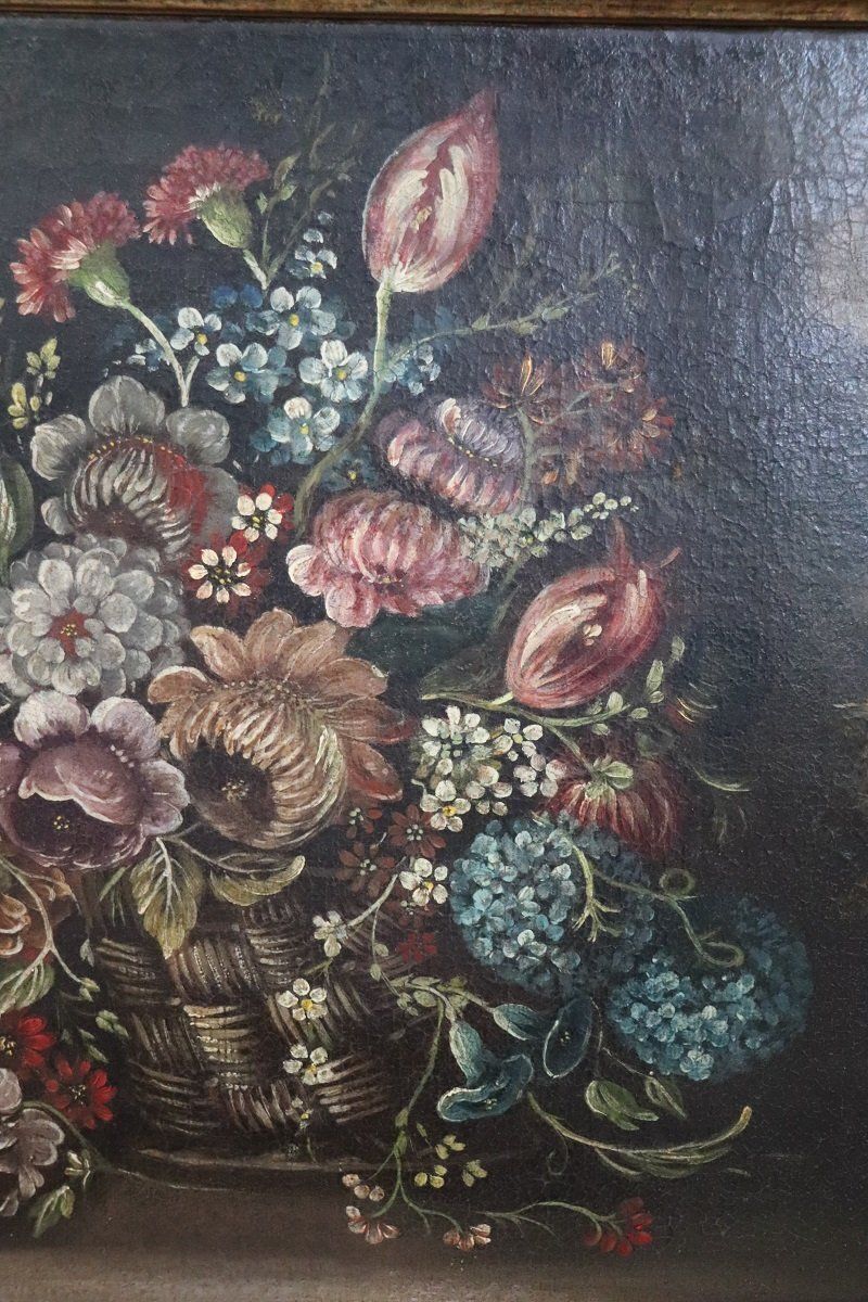 Still Life With Flowers, 1700s, Oil On Canvas, Framed photo vintage
