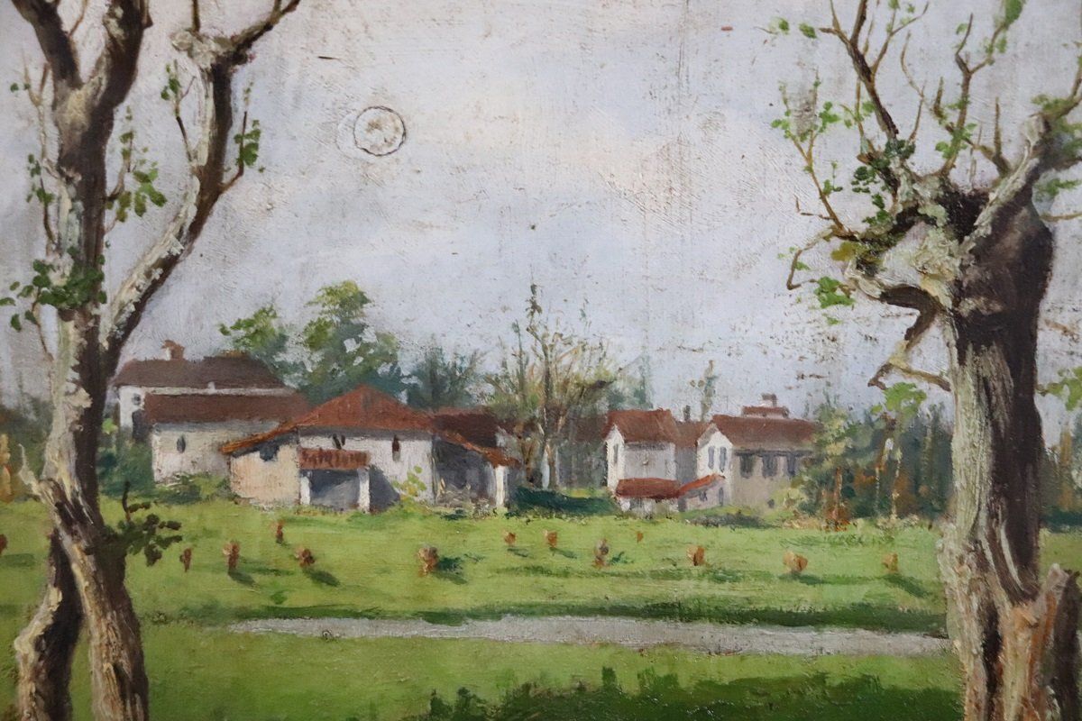 Countryside Landscapes, Oil Paintings On Board, Early 20th Century, Framed, Set Of 2 photo Art