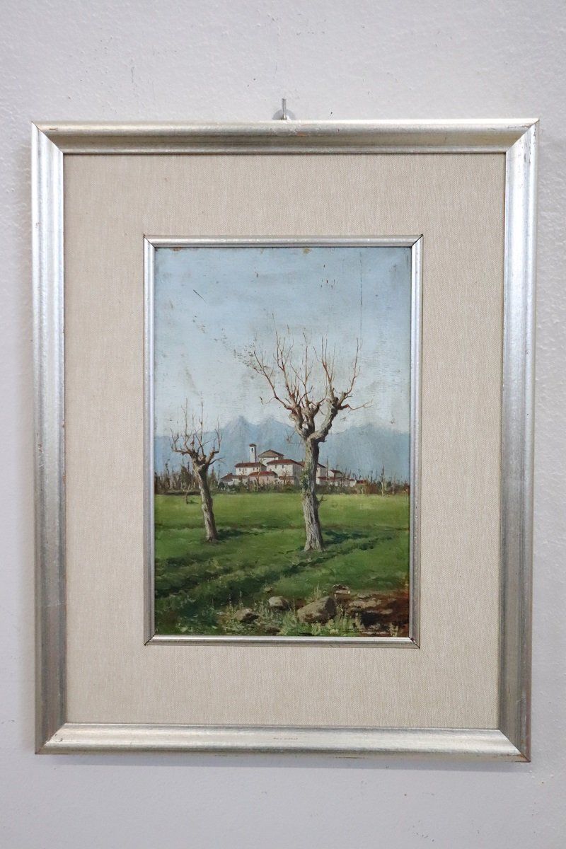 Countryside Landscapes, Oil Paintings On Board, Early 20th Century, Framed, Set Of 2 photo vintage