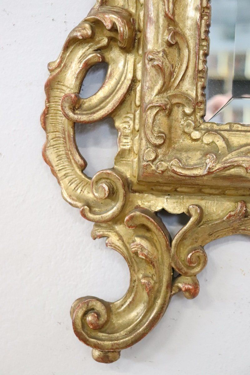 Carved And Gilded Wood Wall Mirror, Early 20th Century photo for sale
