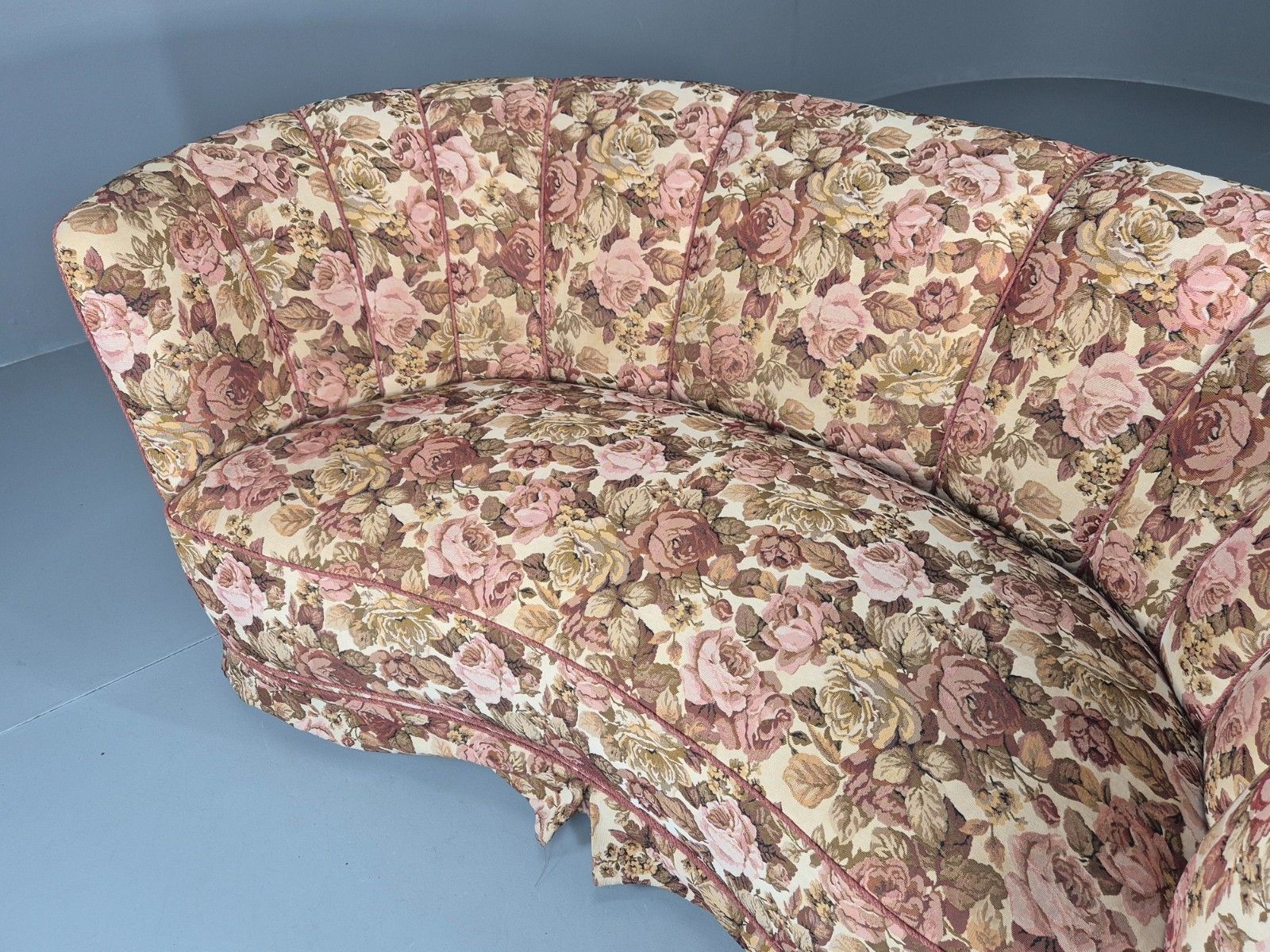 photo vintage 2 Seater Banana Sofa Vintage Danish Art Deco Floral Upholstery  Eb10788 V2ss