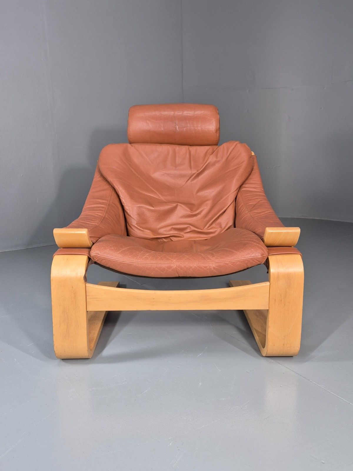 Vintage Leather Lounge Chair Mid Century Kroken Aki Fribyter Retro Eb11309 Mben photo Furniture