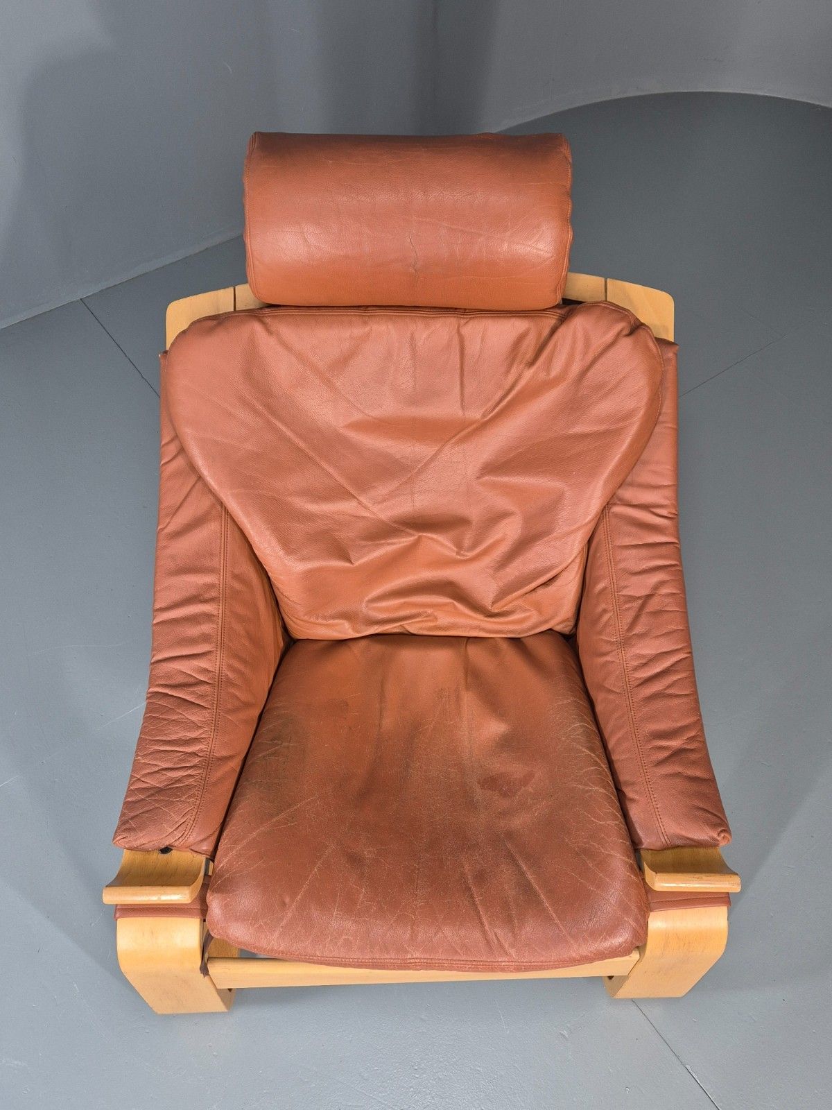 Vintage Leather Lounge Chair Mid Century Kroken Aki Fribyter Retro Eb11309 Mben photo 300.0