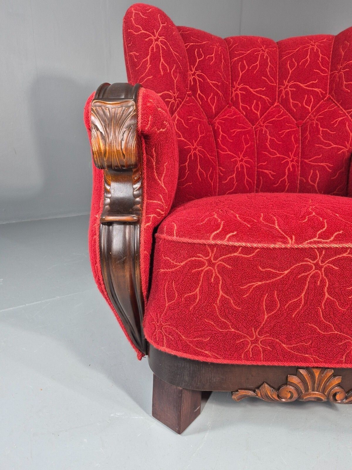 Vintage Art Deco Danish Lounge Chair Red Moquette 1930s Eb11394 Vclo photo Furniture