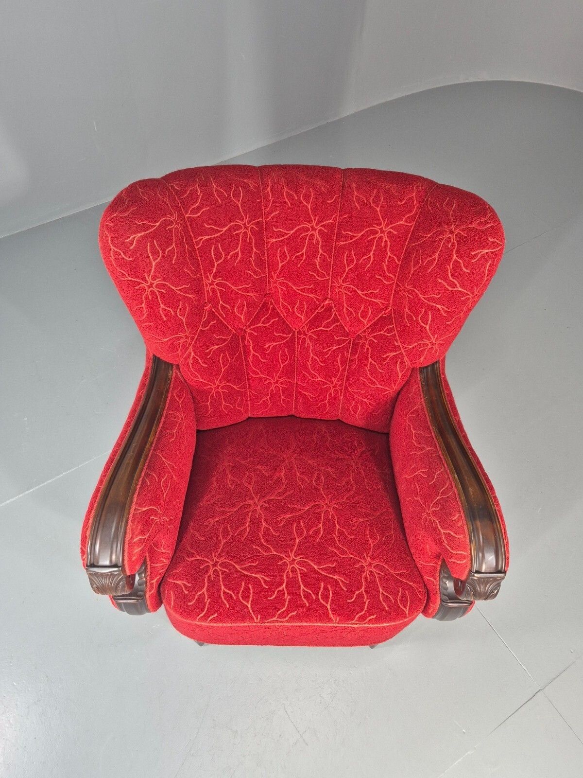 Vintage Art Deco Danish Lounge Chair Red Moquette 1930s Eb11394 Vclo photo vinterior