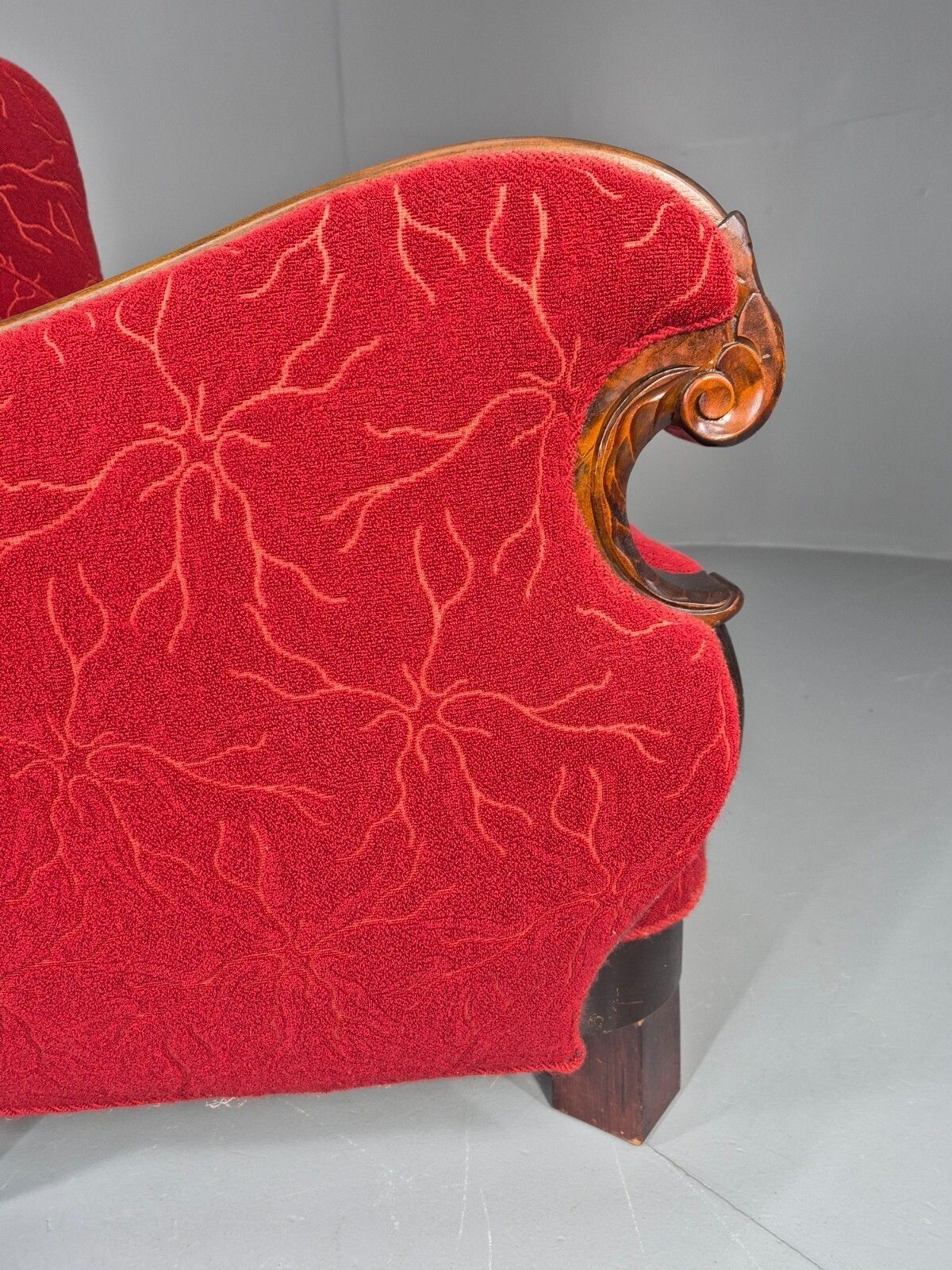Vintage Art Deco Danish Lounge Chair Red Moquette 1930s Eb11394 Vclo photo vintage
