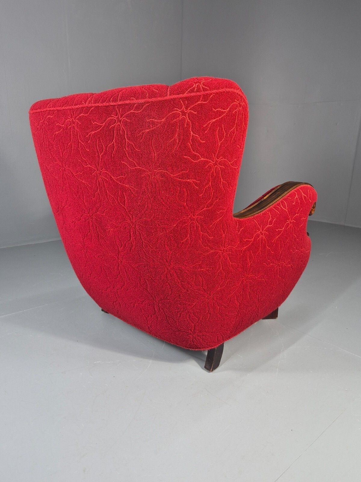 photo furniture Vintage Art Deco Danish Lounge Chair Red Moquette 1930s Eb11394 Vclo