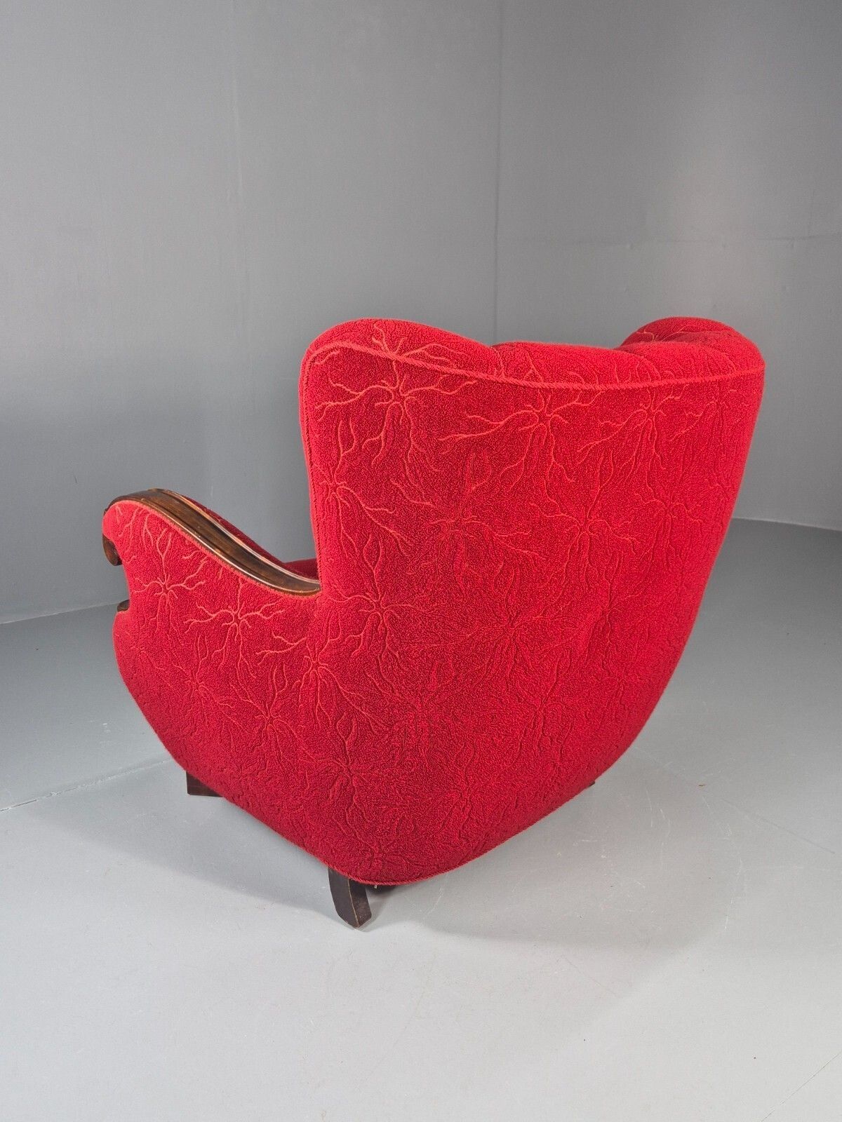 425.0 Vintage Art Deco Danish Lounge Chair Red Moquette 1930s Eb11394 Vclo photo