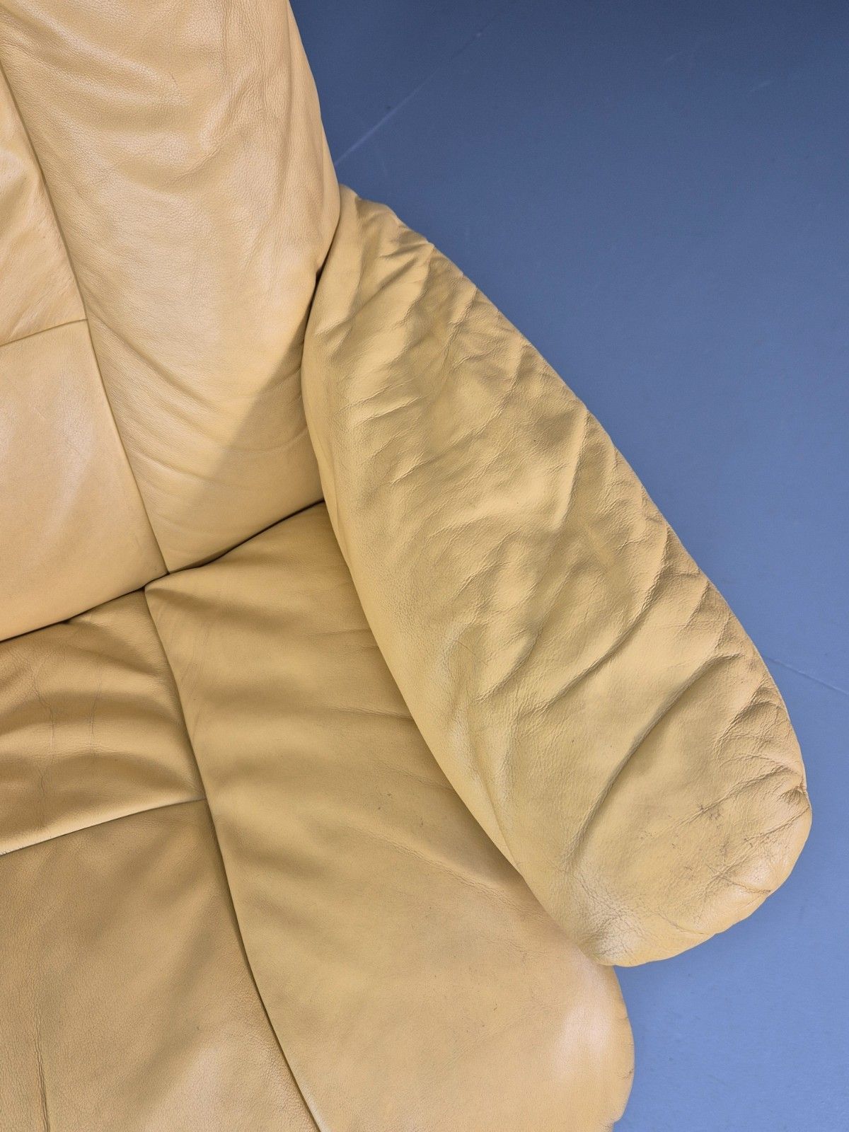 Stressless Swivel Recliner Chair  Ekornes Yellow Leather 1990s Eb11574 Mwoo photo 300.0