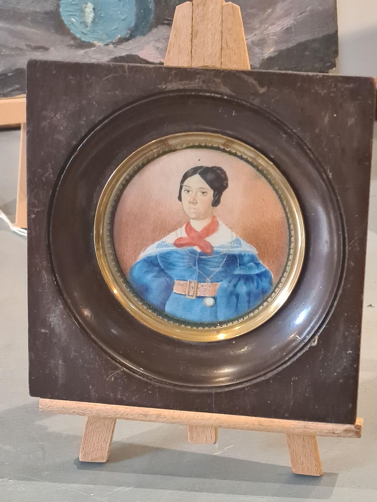 19th C French Portrait Miniature, A Fashionable Lady, After Jean Baptiste Isabey photo for sale