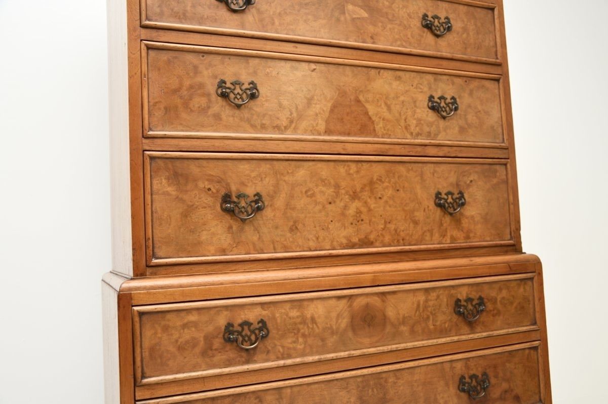 Antique Burr Walnut Chest On Chest Of Drawers photo Furniture