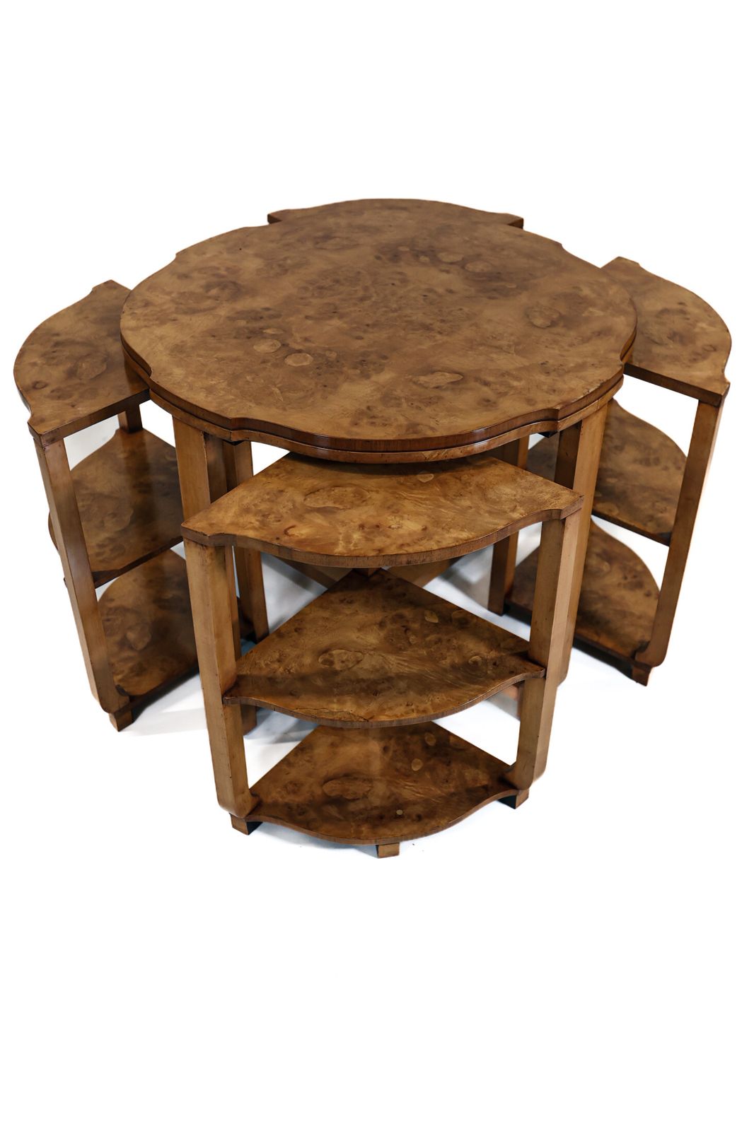 Art Deco Burr Walnut Nest Of 4 Tables 1930s photo 1250.0