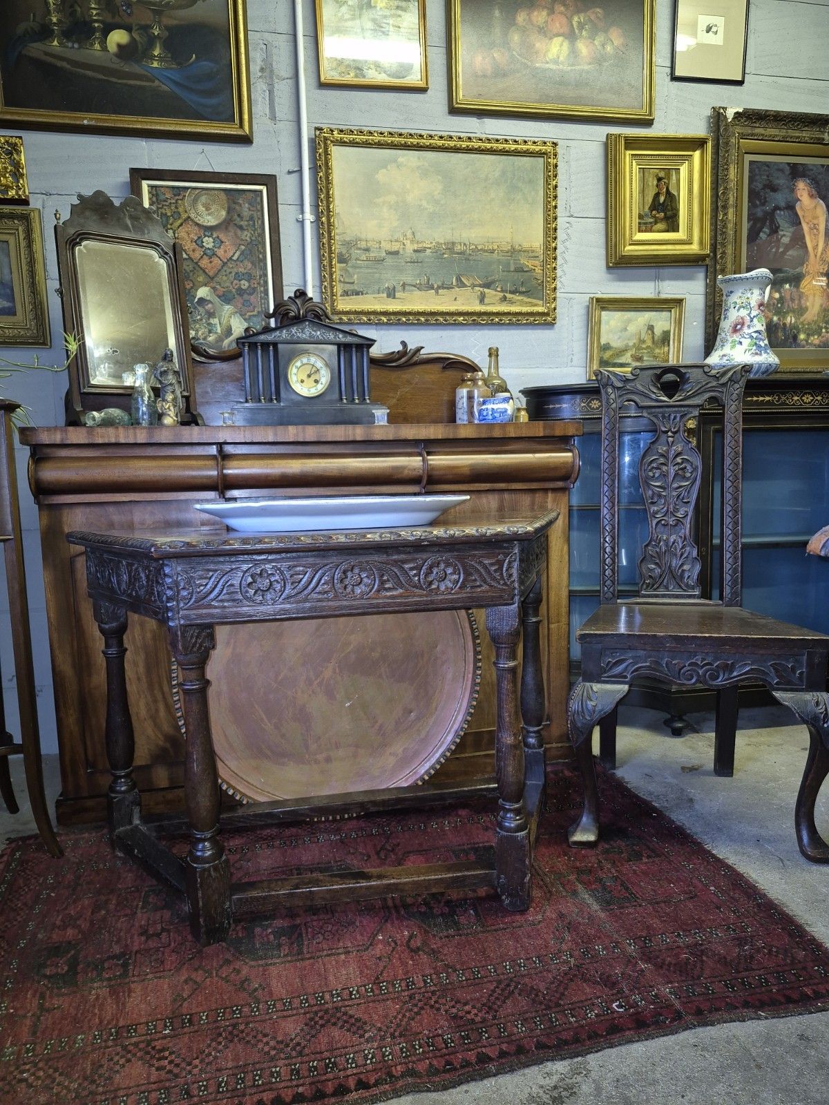 A Spanish 17th Century Sweet Chestnut Top Credence Hall  Table Carved Frieze photo vinterior