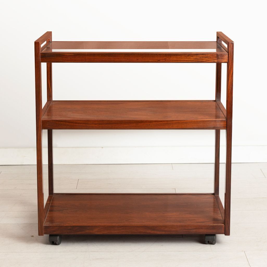 Rosewood & Glass 3 Tier Drinks Trolley By Litton Furniture For Heals C.1975 photo furniture