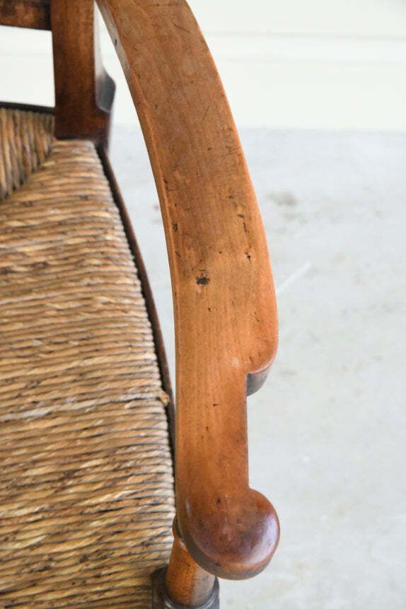 photo furniture Antique Beech & Rush Arts & Crafts Style Occasional Chair