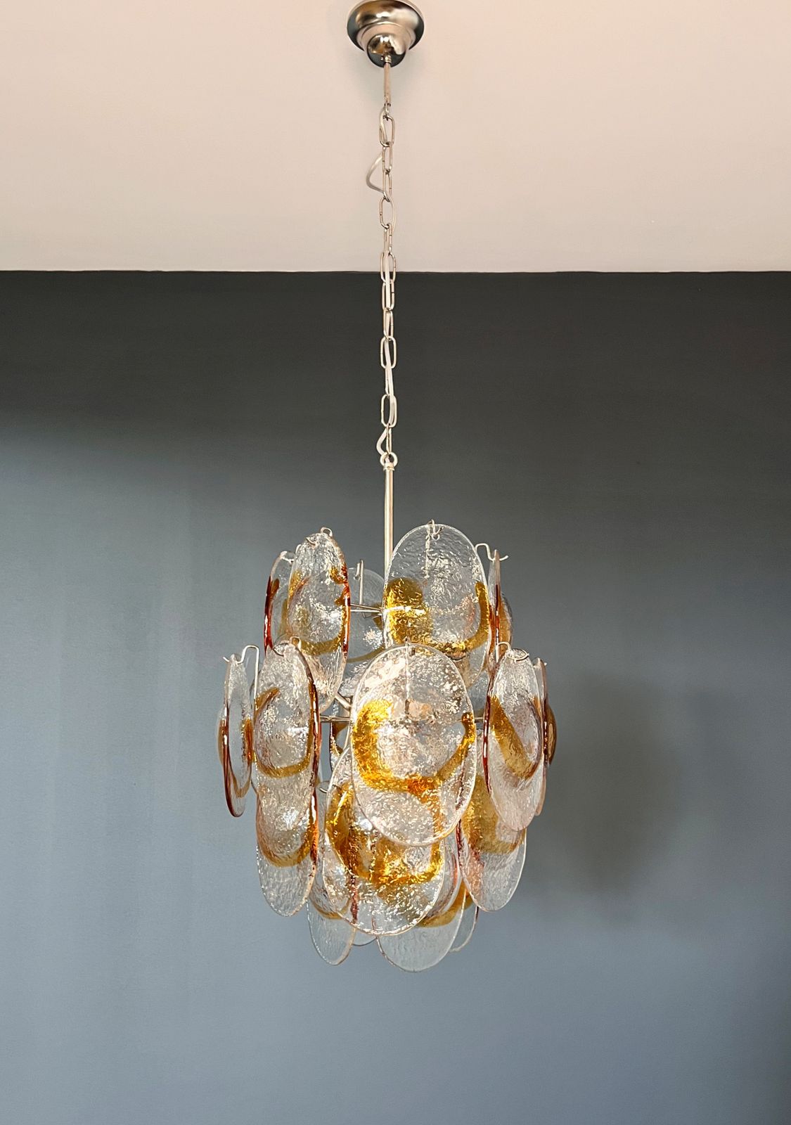 Vintage Italian Murano Chandelier   24 Clear And Amber photo 640.0