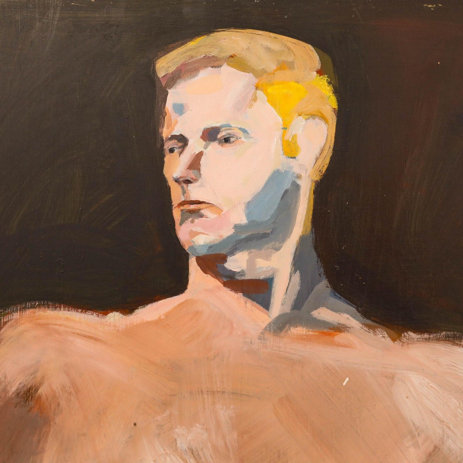 Richard J.S. Young Contemporary Oil, Standing Male Nude photo Art