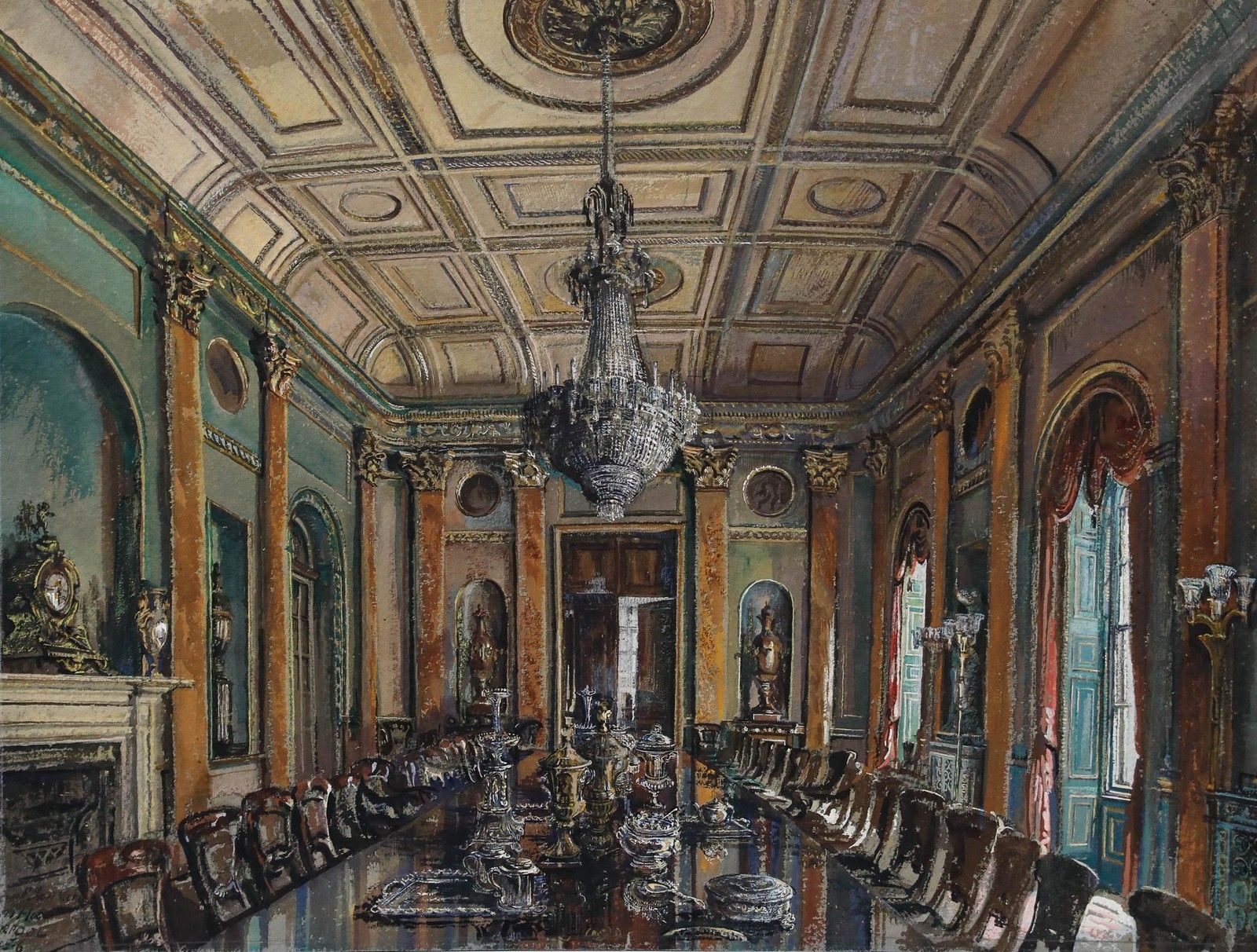 Allan Peel Tankard (1897 1964) 1945 Gouache, Liverpool Town Hall photo furniture