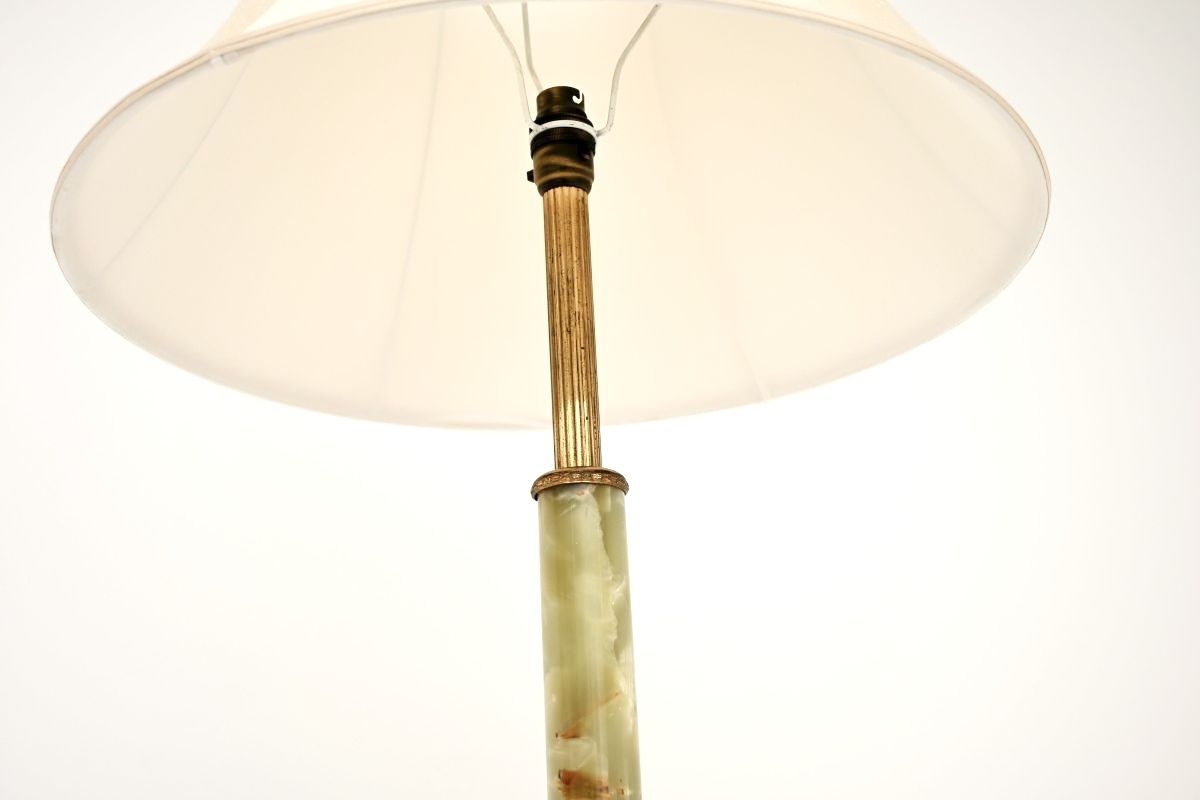 Antique Onyx Marble And Gilt Metal Floor Lamp photo vinterior