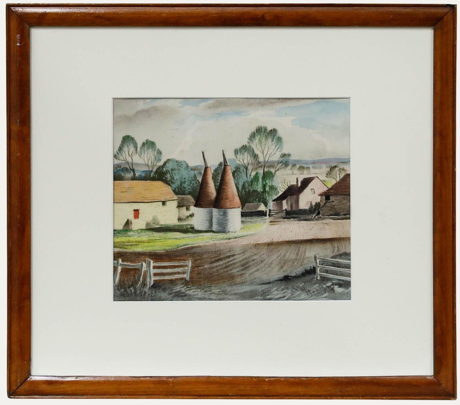 Frederick Roberts Johnson (1900 1986) 20th Century Mixed Media, Oast Houses