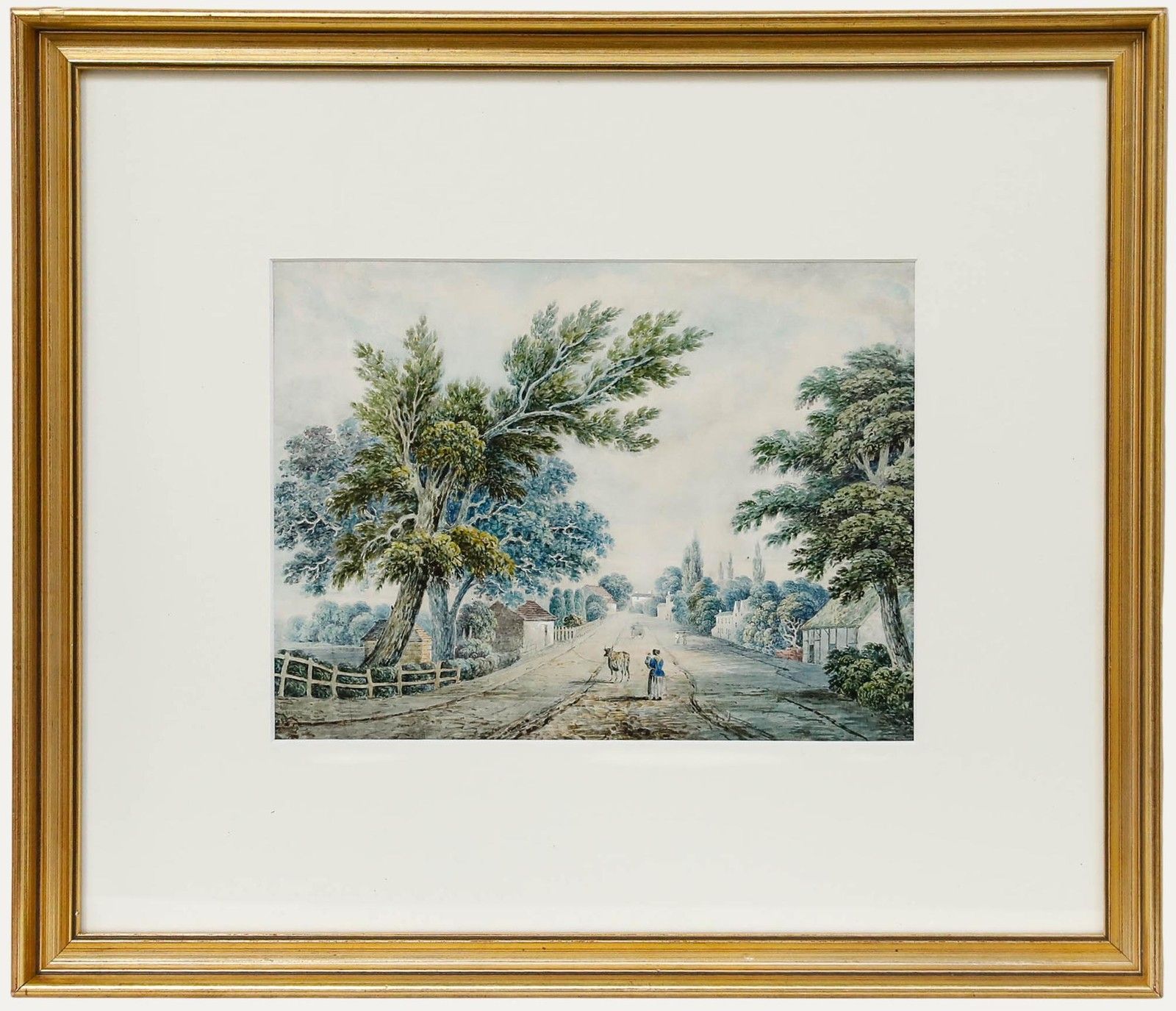 19th Century Watercolour View Along The Street